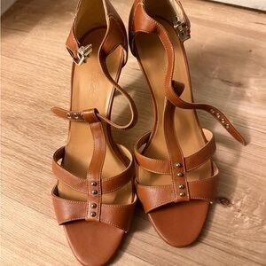 Hermes Tan Strappy Heels